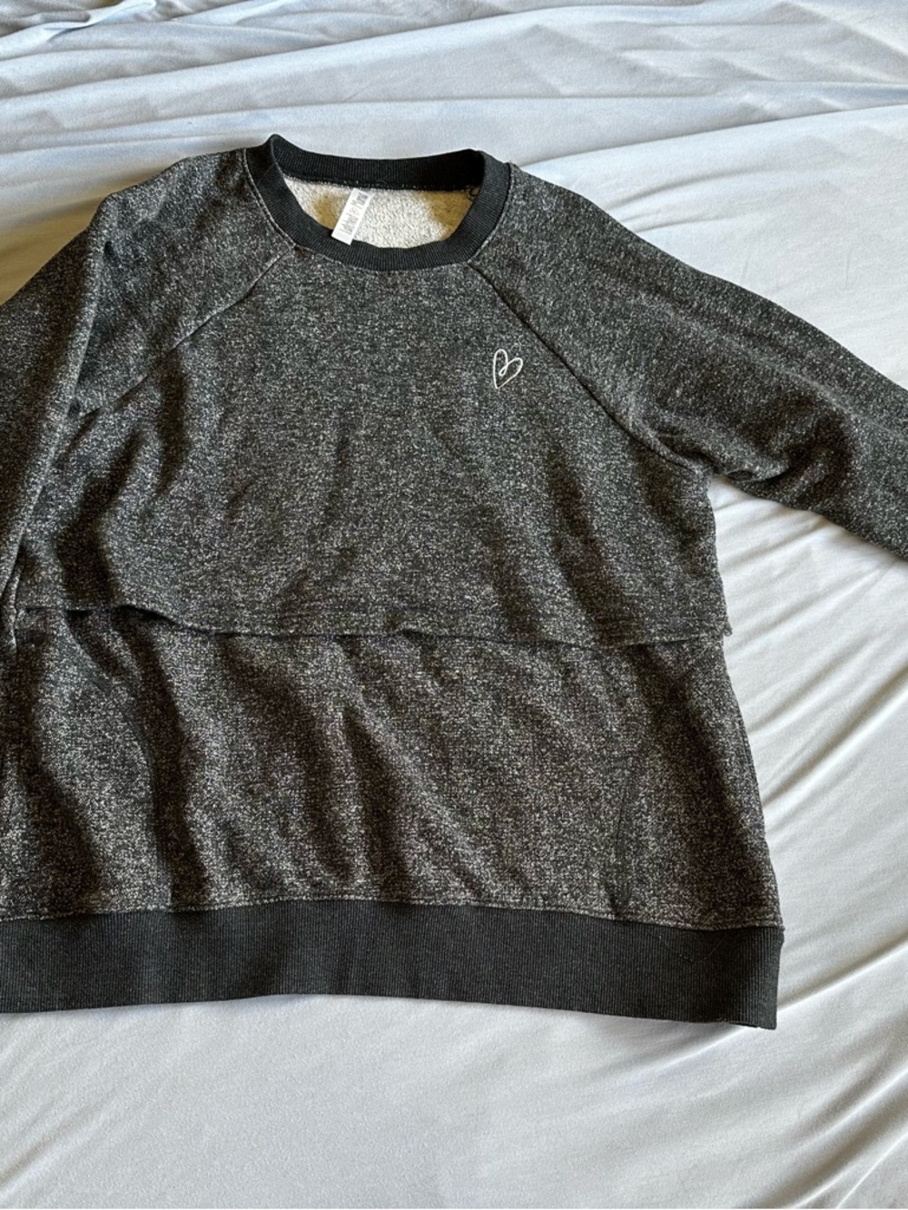Latched Mama Charcoal/Black Crewneck Nursing Sweater